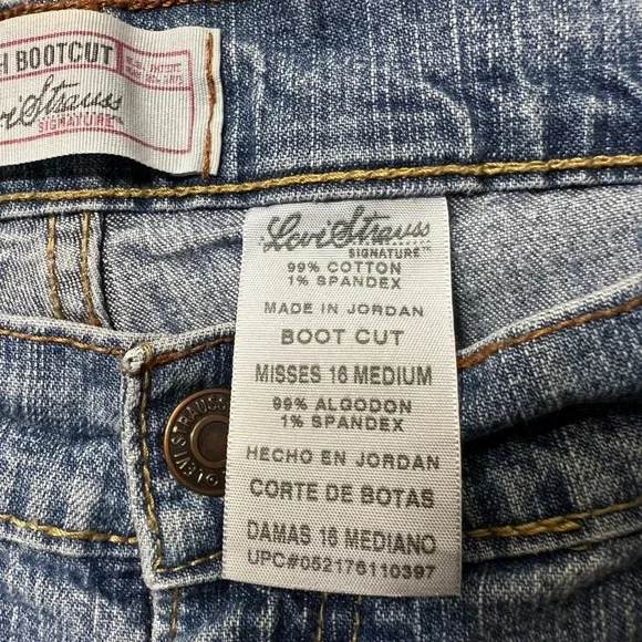 Levi Strauss Signature Bootcut Jeans Light Wash Denim Misses 16 Medium - Picture 7 of 9
